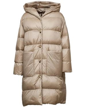 Max Mara Quilted Hooded Coat - Natural