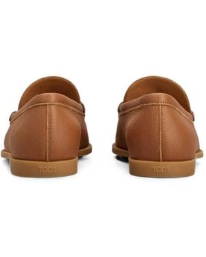 Tod's T Timeless Pebbled Leather Loafers - Brown