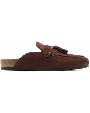 Sam Edelman Astrid Tassel-Detail Suede Mules - Brown