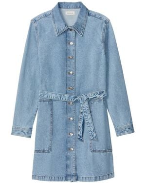 Calvin Klein Belted Buttoned Mini Dress - Blue