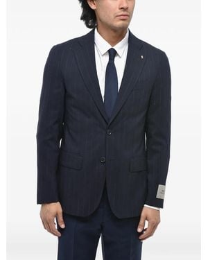 Corneliani Pinstripe Single-Breasted Blazer - Blue
