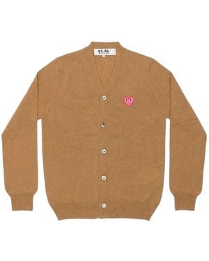 COMME DES GARÇONS PLAY Heart-Patch V-Neck Cardigan - Natural