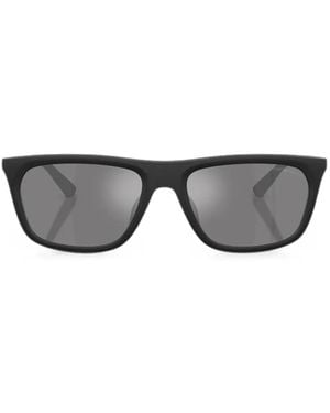 Emporio Armani Rectangle-Frame Mirrored Sunglasses - Grey