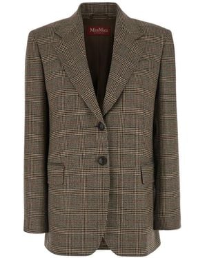 Max Mara Check-Pattern Single-Breasted Blazer - Brown