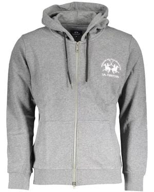 La Martina Logo-Embroidered Zip-Up Hoodie - Gray