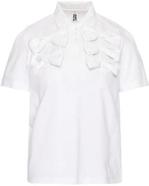 Noir Kei Ninomiya Bow-Embellished Polo Shirt - White