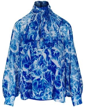 Akris Tie-Neck Blouse - Blue