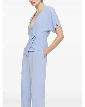 Nissa V-Neck Crepe Top - Blue