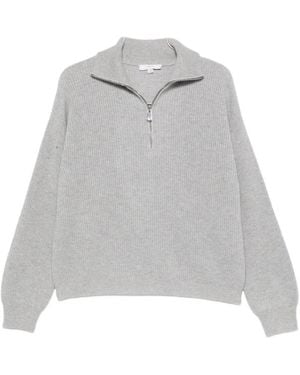 Malo Ribbed-Knit Half-Zip Sweater - Gray