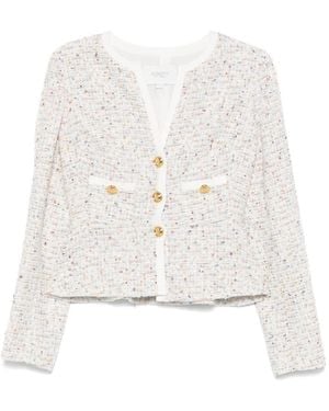 Giambattista Valli Tweed-Jacke Mit V-Ausschnitt - Weiß