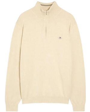 GANT Bestickter Pullover Mit Viertelreißverschluss - Natur