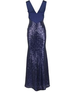 Kiton Sequin-Embellished V-Neck Dress - Blue