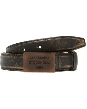 Acne Studios Ceinture À Logo Gravé - Marron