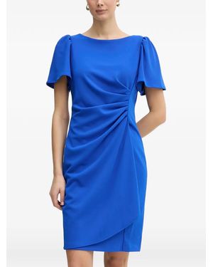 DKNY Puffed Sleeve Gathered Dress - Blue