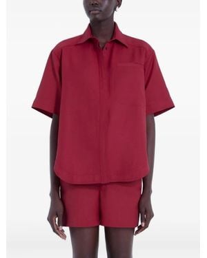 Loulou Short-Sleeve Pocketed Shirt - Red