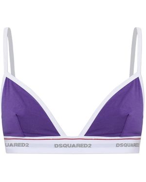 DSquared² Logo-Tape Triangle Bra - Purple