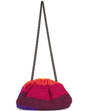 Maria La Rosa Layers Game Crochet Chain Clutch Bag - Pink