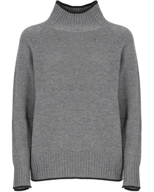 Kangra High-Neck Raglan-Sleeve Sweater - Gray