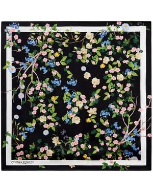Cynthia Rowley Bloom Floral-Print Silk Scarf - Black