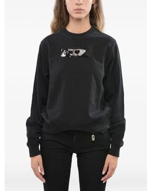 DIESEL Sequin-Logo Long-Sleeve Sweatshirt - Black