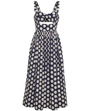 Cara Cara Clover Polka-Dot Midi Dress - White