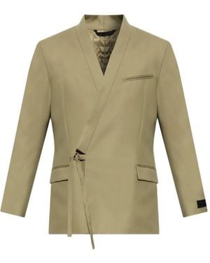 KENZO Wrap-Tie Virgin-Wool Jacket - Green