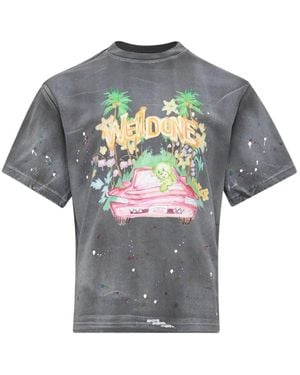 we11done Dirty Painting T-Shirt - Grijs