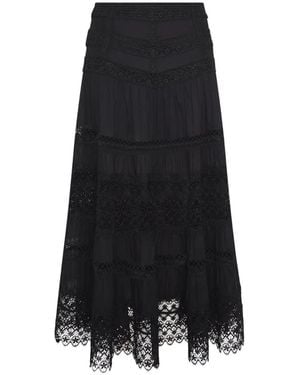 Charo Ruiz Serza Crochet-Design Tiered Skirt - Black