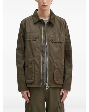 Barbour Corduroy-Collar Waxed Jacket - Green