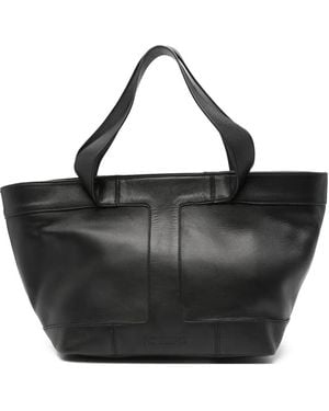 Iceberg Large Debossed-Logo Leather Shoulder Bag - Black