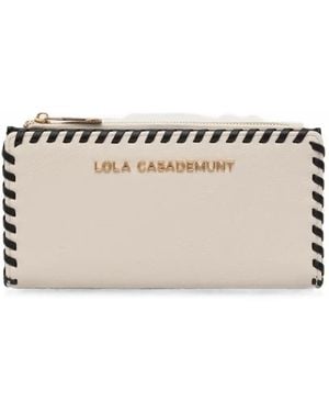 Lola Casademunt Whipstitch-Trim Logo-Plaque Wallet - Natural