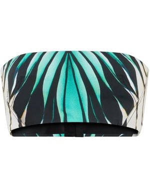 Roberto Cavalli Leaf-Print Bandeau Top - Green