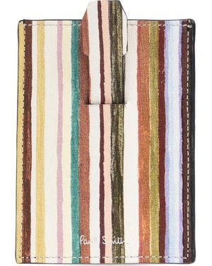 Paul Smith Striped Leather Cardholder - Nero