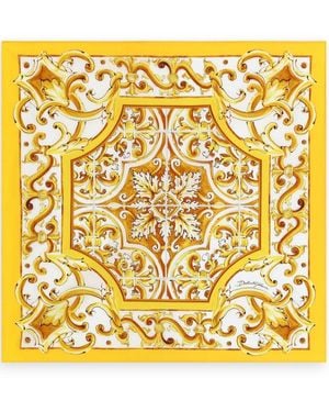 Dolce & Gabbana Majolica-print Cotton Scarf - Yellow