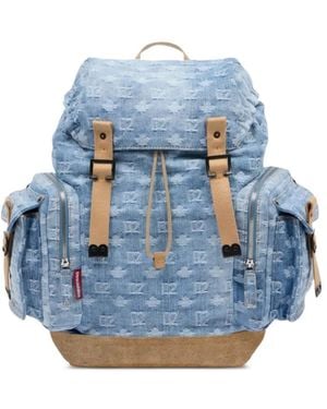 DSquared² Denim Cotton Calf Monogram Backpack - Blue