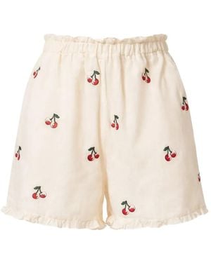 Twinset Cherry-Embroidered Shorts - Natural