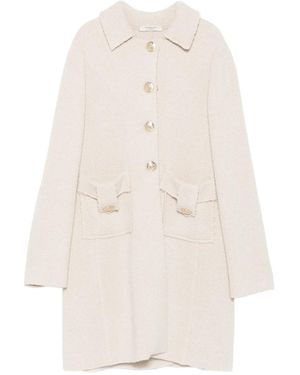 Charlott Single-Breasted Flap-Pocket Coat - White