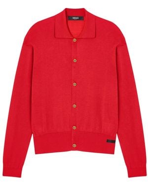 Versace Silk Polo Cardigan - Red