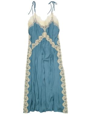 Bimba Y Lola Midi Lace Trim Dress - Blue