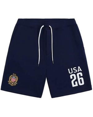 Polo Ralph Lauren Double-Knit Logo-Print Shorts - Blue