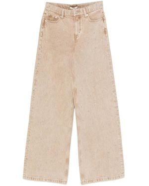 Maje Crystal-Embellished Straight-Leg Jeans - White