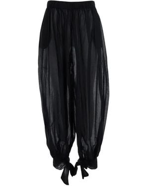 ANDAMANE Noor Sheer Tie-Cuff Trousers - Black
