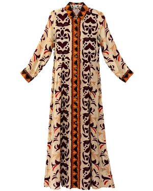 PAHIESA FORMENTERA Graphic-Print Maxi Shirt Dress - White