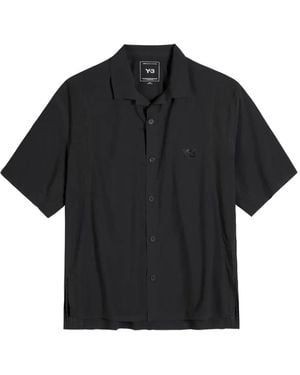 Y-3 Perforated-detail Short-sleeve Shirt - Black