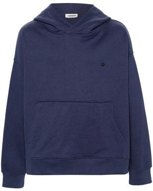 A PAPER KID Logo-Plaque Cotton Hoodie - Blue