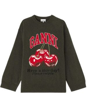 Ganni Sweat À Imprimé Graphique - Vert