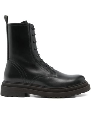 Brunello Cucinelli Leather Biker Boots - Black