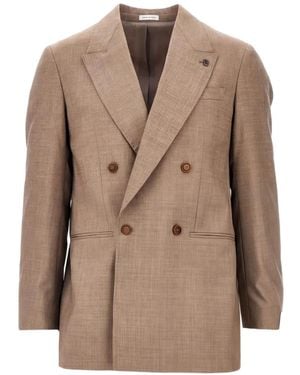 BRERAS Milano Double-Breasted Virgin-Wool Jacket - Natural