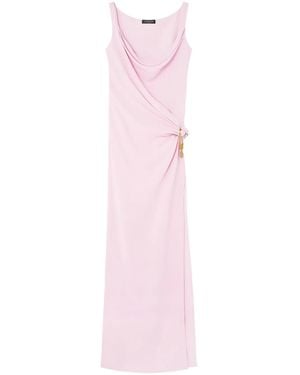 Versace Embellished Draped Wrap-Effect Silk-Cady Gown - Pink