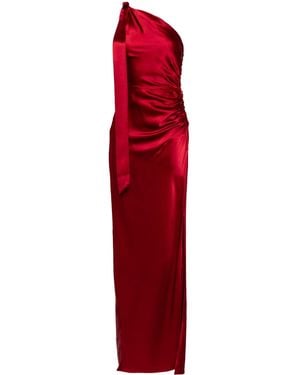 Michelle Mason Asymmetric Silk Maxi Gown - Red